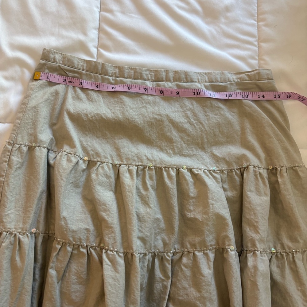Talbots Women’s Light Brown Cotton Tiered A-Line Midi Skirt - Picture 8 of 9